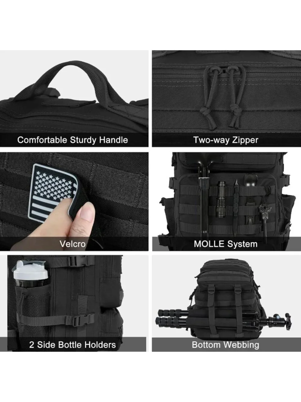 Large 50L Tactical Backpack - Water Resistant Military Rucksack for Hiking